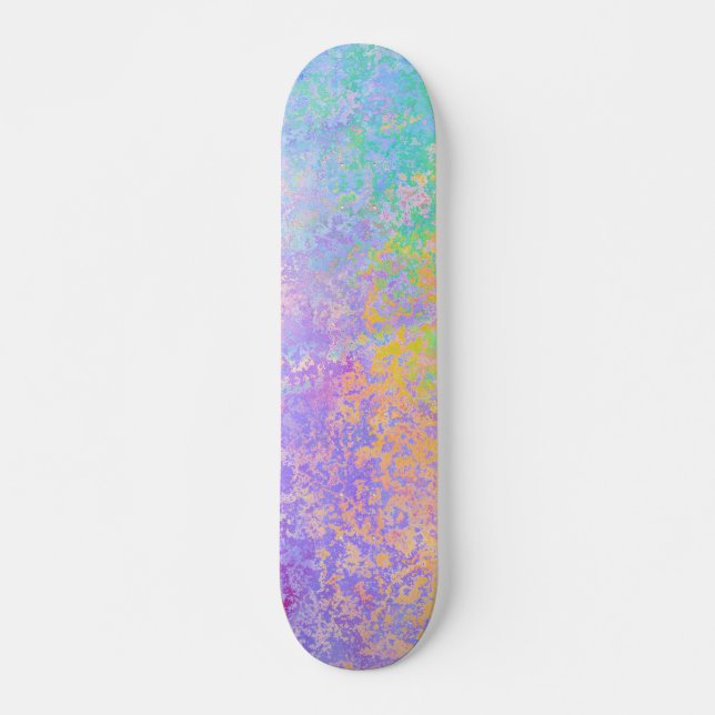 Lavender Sunrise Pastel Neon Alcohol Bläck Abstrak Mini Skateboard Bräda 18,5 Cm (Framsida)
