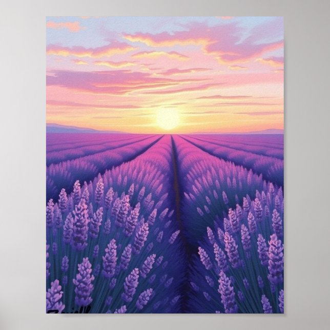 Lavender Sunset Dream: An Impressionistic Landscap Poster (Framsidan)
