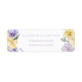 Lavender & Sunshine Blommigt Bröllop Returadress Returadress Etikett