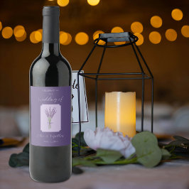 Lavender Tack Bröllop Vinflaska Etikett