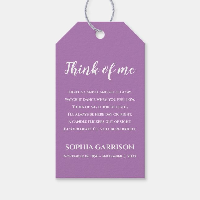 Lavender Tänka Firande av Life Candle Presentetikett (Framsidan)