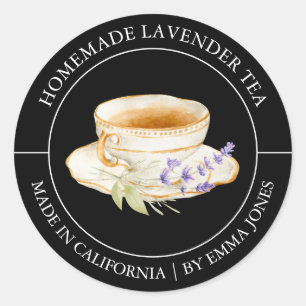 Lavender Tea Modern-etikett Runt Klistermärke