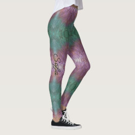 Lavender & Teal Grönt Anpassa kvaliteten på Namn Leggings