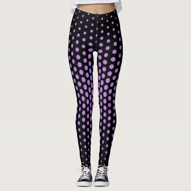 Lavender Techno Dot Mönster Leggings (Framsida)