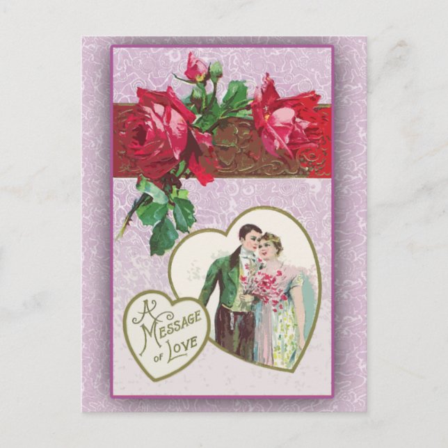 Lavender Theter Victorian Valentine Cards Helg Vykort (Framsida)