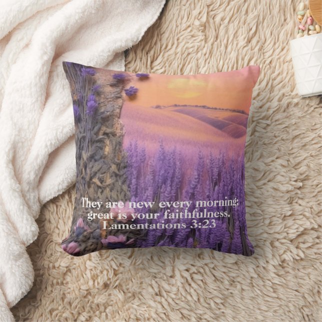 Lavender Throw Pillow Lamentations 3:23 Kudde (Filt)