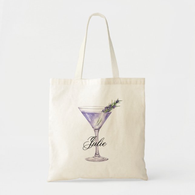 Lavender Tini Bridesmaid Bachelorette Martini Tygkasse (Framsidan)
