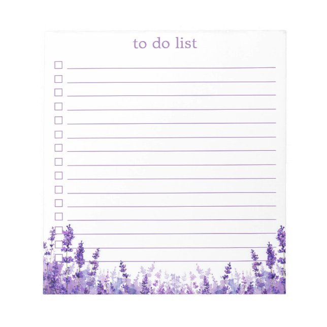 Lavender To Do List Boho Chic Minimalist Floral  Anteckningsblock (Framsida)