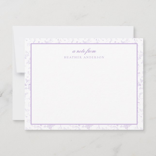 Lavender Toile Blommigt Personlig Stationery Anteckningskort (Framsida)