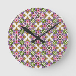Lavender Treasury | Elegant Blommig Medaljong Rund Klocka