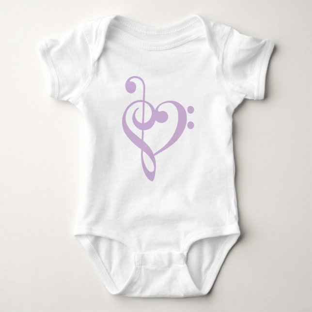 Lavender Treble Clef & Bass Clef Heart T Shirt (Framsida)