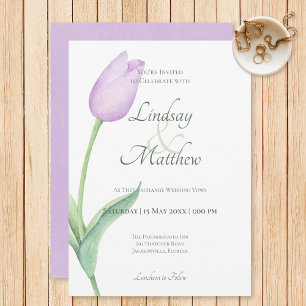 Lavender Tulip Solo Lila Modern Bröllop Inbjudningar