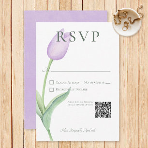 Lavender Tulip Solo Lila Modern Bröllop OSA Kort