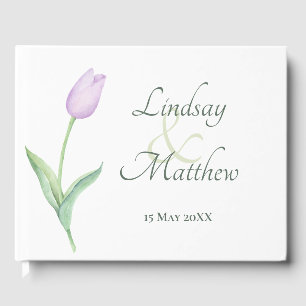 Lavender Tulip Solo modern Bröllop Gästböcker