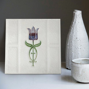 Lavender Tulip Wall Decor Nouveau Art Deco Gibbons Kakelplatta