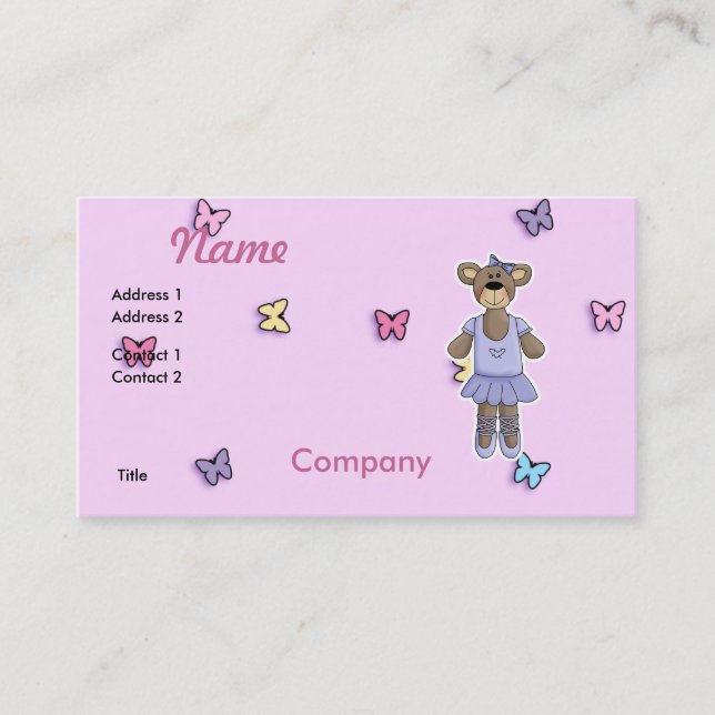 Lavender Tutu Ballerina Bear Visitkort (Framsida)