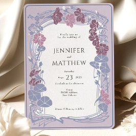 Lavender Twilight Mauve Blommigt Bröllop Inbjudningar