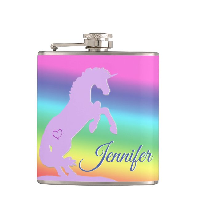 Lavender Unicorn Silhouette (regnbåge/personalize) Fickplunta (Framsidan)