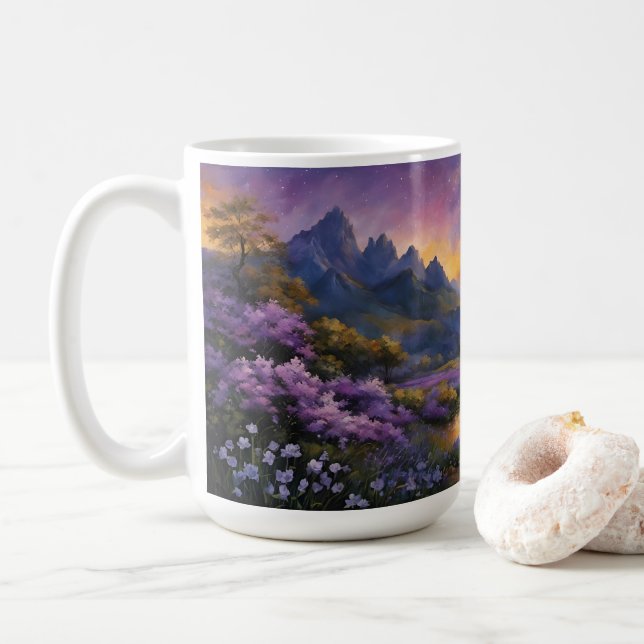 Lavender Valley vid Dawn Kaffemugg (Med munk)
