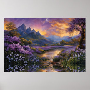 Lavender Valley vid Dawn Poster