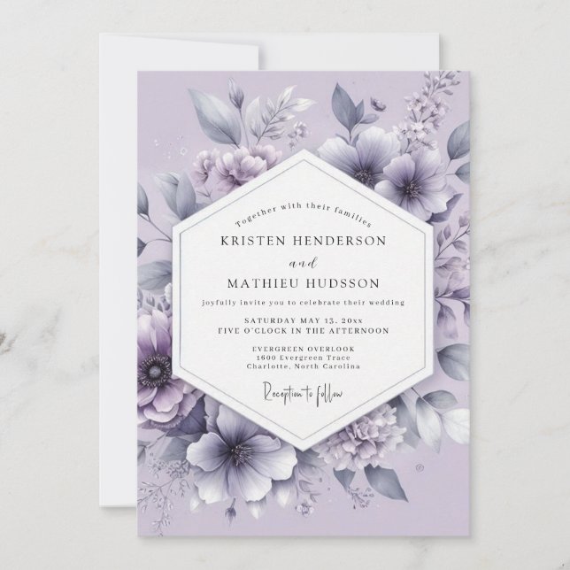 Lavender Vaporous Bloom Wedding Inbjudningar (Framsida)