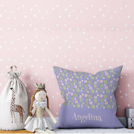 Lavender vattenfärg blommönster dekorativ kudde