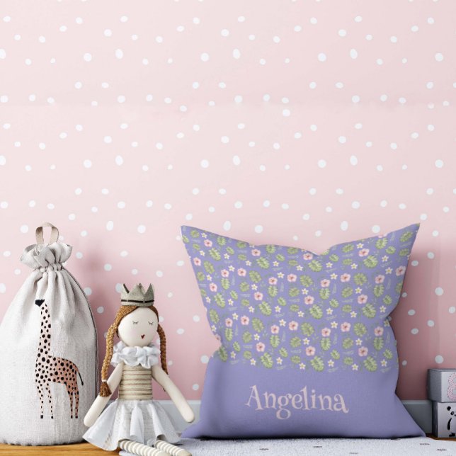 Lavender vattenfärg blommönster dekorativ kudde (Skapare uppladdad)