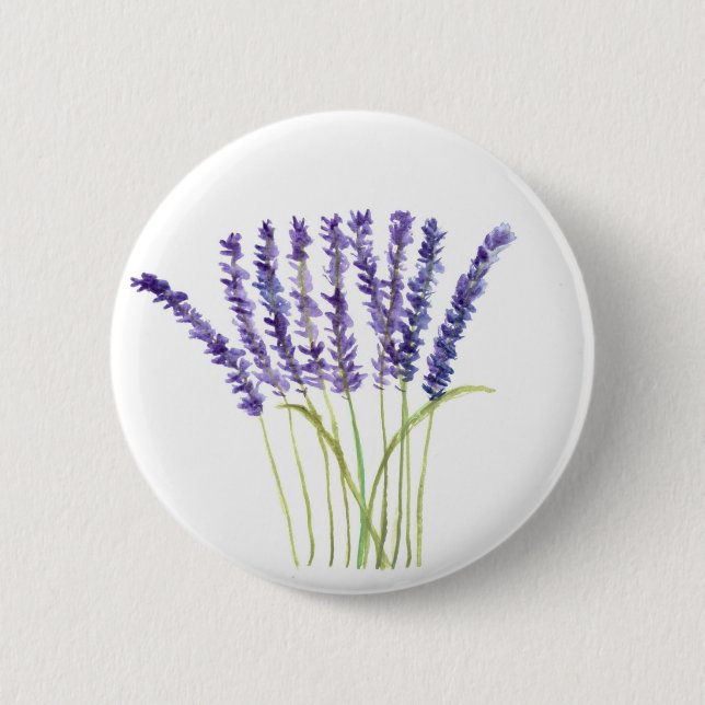 Lavender vattenfärgsrustik lila blommor knapp (Framsida)