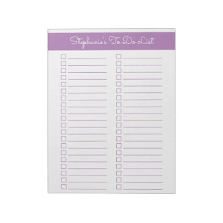 Lavender Vertical 8.5x11 Two Column Checklist Anteckningsblock