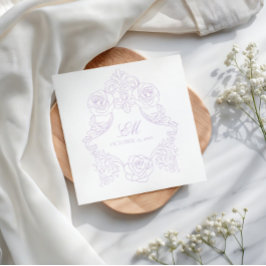 Lavender Victorian Crest Monogram Wedding Pappersservett