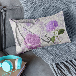 Lavender Victorian Ephemera Blommigt Land Chic Lumbarkudde
