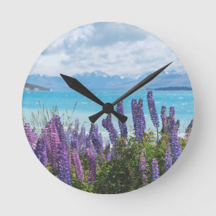 lavender vid sjö-kusten rund klocka