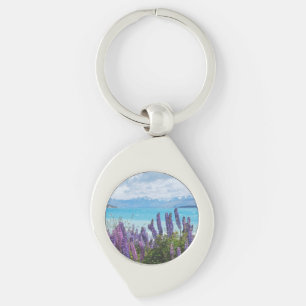 lavender vid sjö-kusten swirl silverfärgad nyckelring