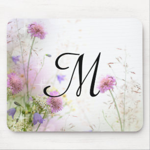 Lavender Vild Flowers Monogram första musknapp Musmatta