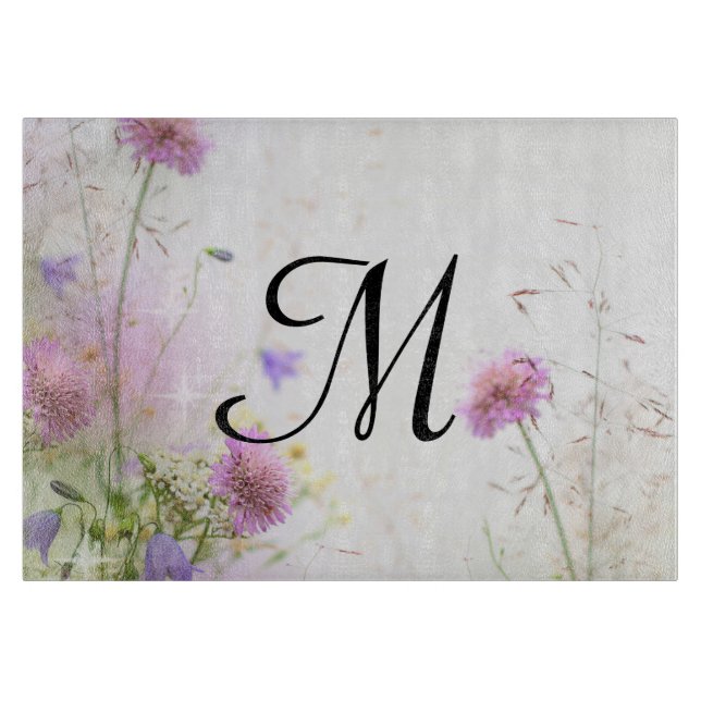 Lavender Vild Flowers Monogram Glasskärl (Framsidan)
