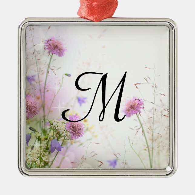 Lavender Vild Flowers Monogram Initial Ornament (Framsidan)