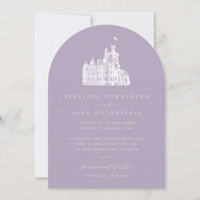 Lavender Vintage Castle Arch Wedding Inbjudningar (Framsida)