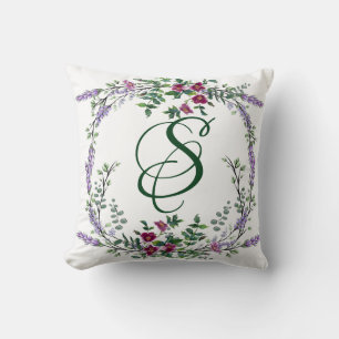 Lavender Vintage Röd ros och Eucalyptus Kudde