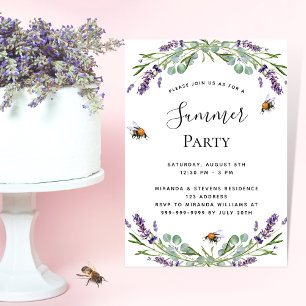 Lavender Violet blommigt sommar utanför party Inbjudan Vykort