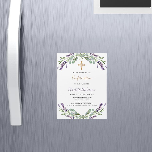 Lavender violet blommigts Greenery Bekräftelse Magnetisk Inbjudningskort (Skapare uppladdad)