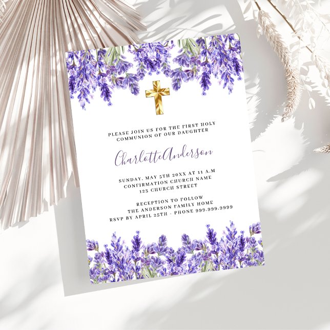 Lavender violet blommigts lyxunion Första kommissi Inbjudningar (Skapare uppladdad)