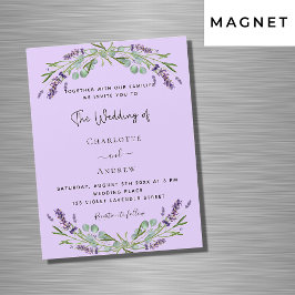 Lavender violet eucalyptus blommor lyxur bröllop magnetisk inbjudningskort