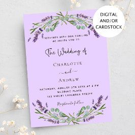 Lavender violet eucalyptus greenery bröllop inbjudningar