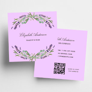 Lavender violet eucalyptus greenery QR-kod Fyrkantigt Visitkort