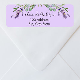 Lavender violet eucalyptus greenery returadress returadress etikett