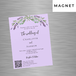 Lavender violet greenery QR-detaljer lyxurt bröllo Magnetisk Inbjudningskort