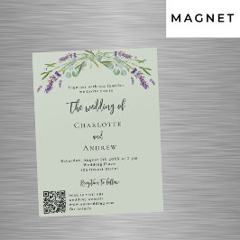 Lavender violet grönt QR-detaljer om lyxen bröllop Magnetisk Inbjudningskort