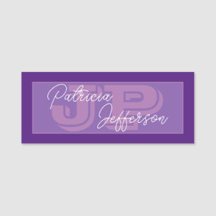 Lavender Violet Lila Monogram: Vattenmarksliknande Namnbricka