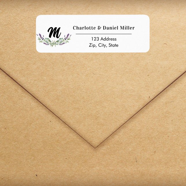 Lavender Violet Mongram returadress Returadress Etikett (Skapare uppladdad)