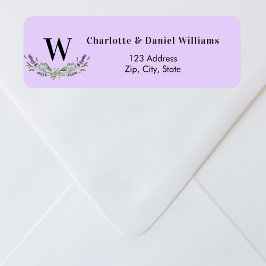 Lavender Violet Mongram returadress Returadress Etikett